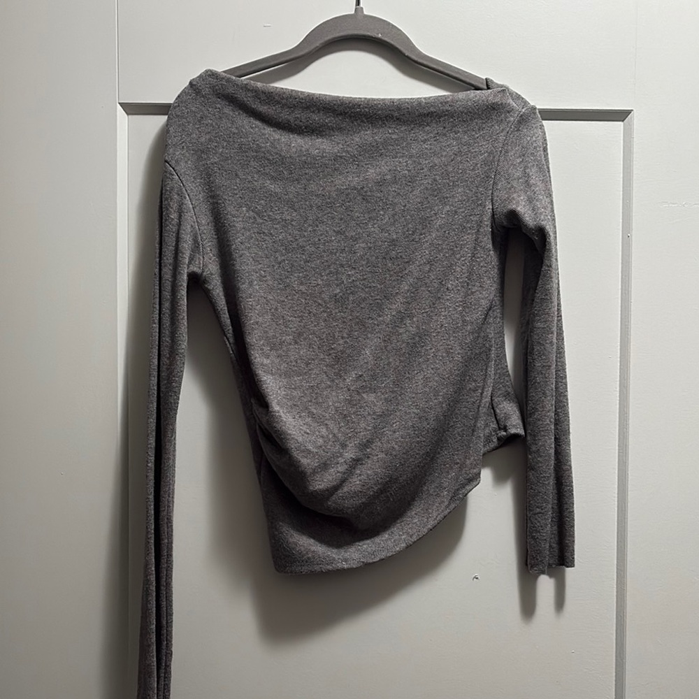 Zara asymmetrical gray sweater top